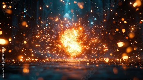 Fiery Explosion: A Spectacle of Sparks and Light