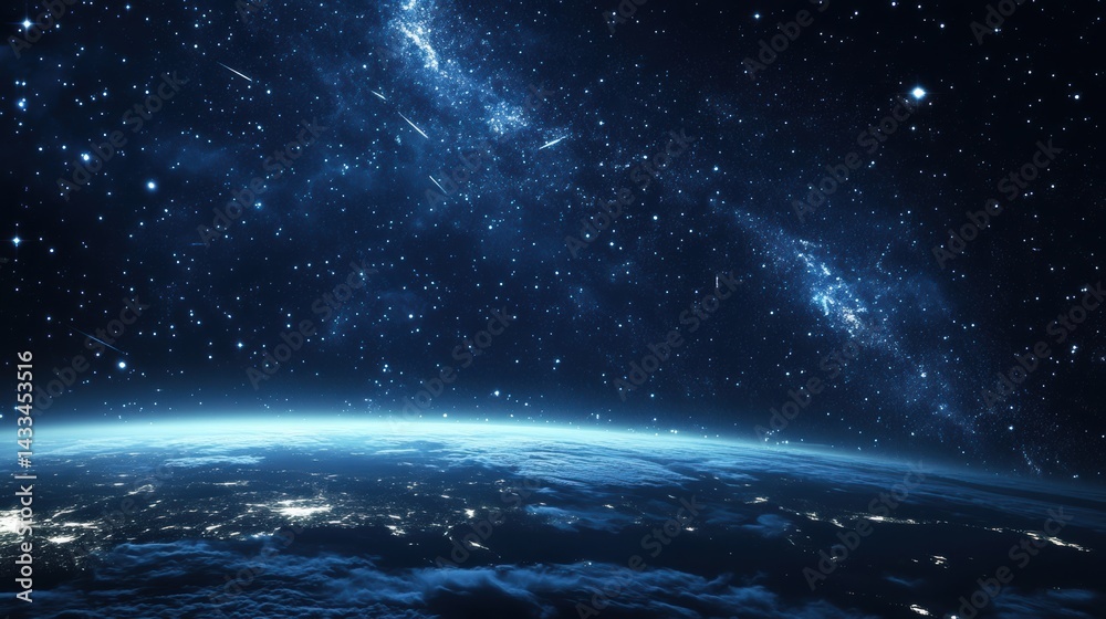 Fototapeta premium Starry Night Sky Filled with Meteor Showers