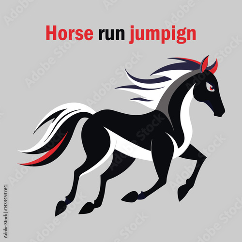 58 Vactor Horse run jumping horse black and white  Rearing horse illustratio