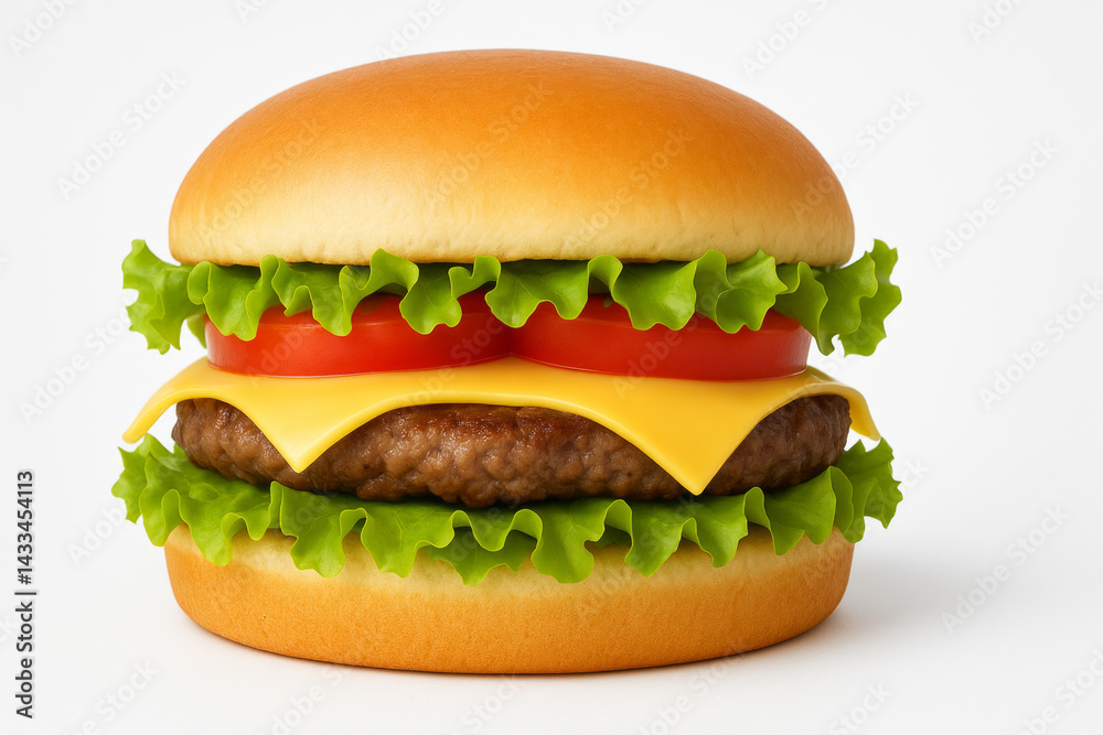 Classic cheese hanburger with lettuce and tomato Classic cheese hanburger with lettuce and tomato