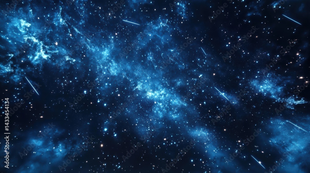 Fototapeta premium Starry night sky filled with falling meteors