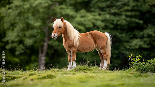Light Brown Pony In A Lush Green Meadow