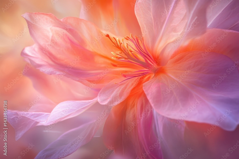 A soft, delicate pink flower with soft light filtering through its petals A soft, delicate pink flower with soft light filtering through its petals