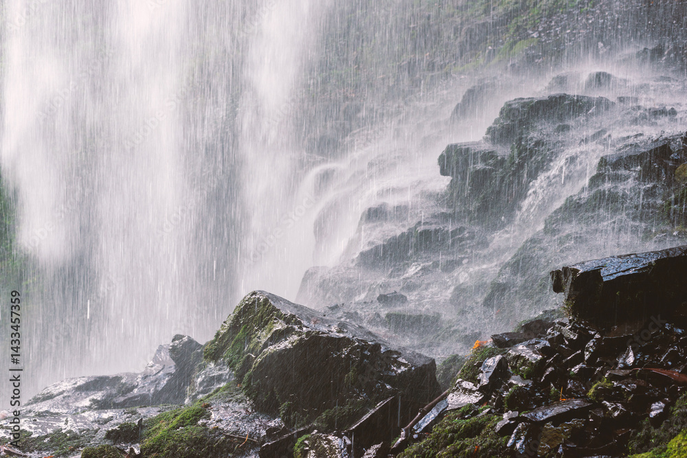 powerful waterfall closeup
