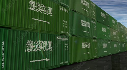 Obraz na płótnie Saudi Arabia export cargo shipping containers w salonie