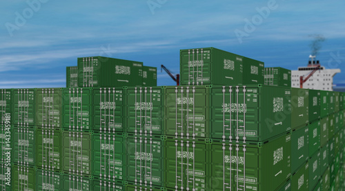 Saudi Arabia export containers on cargo ship