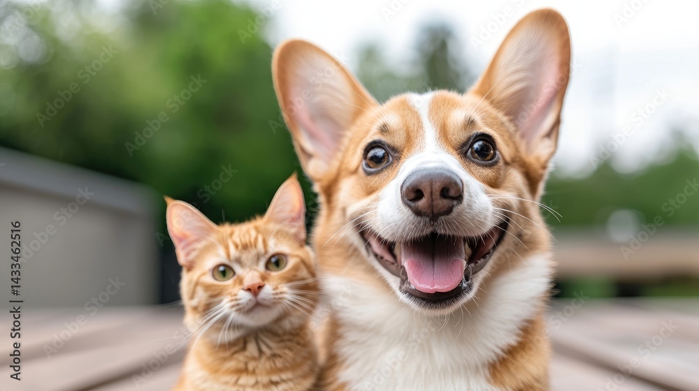 Dogs and cats friends, happy pets Dogs and cats friends, happy pets