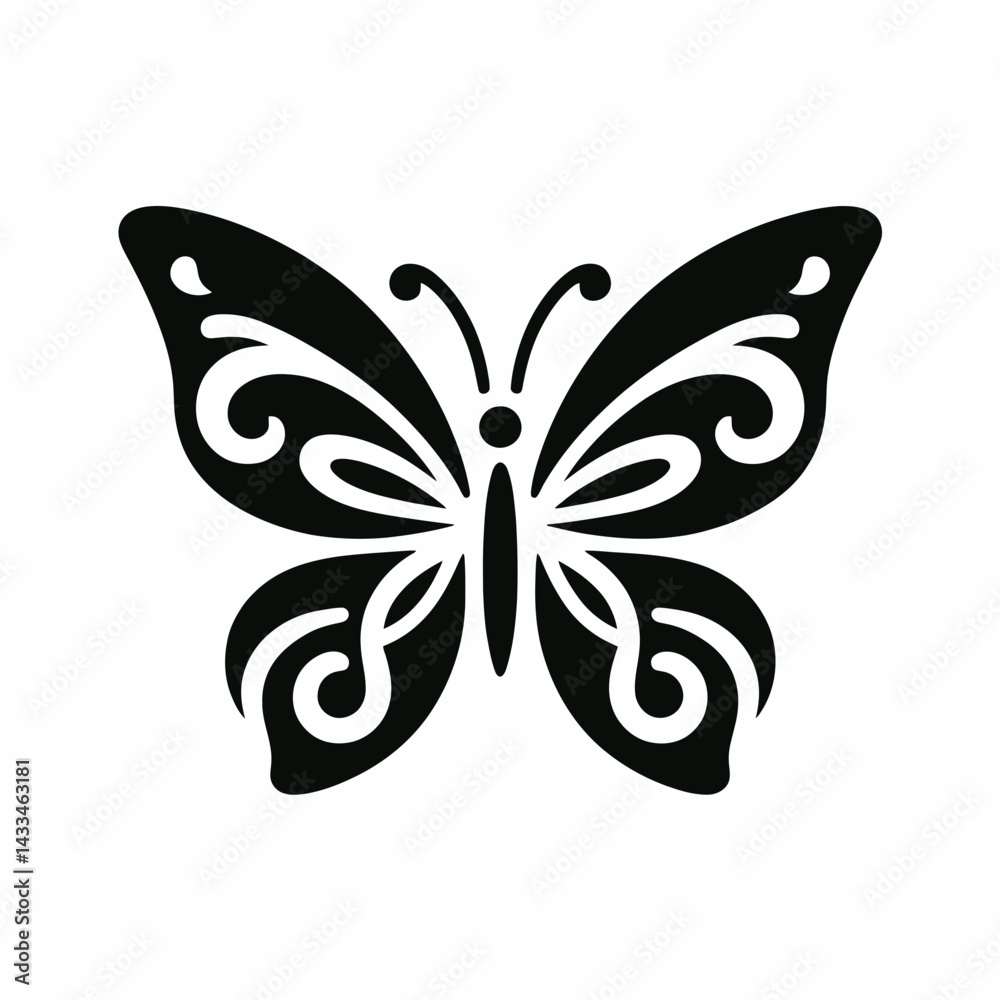 very simple flat and single minimalist Butterfly Silhouettes in black on a white background very simple flat and single minimalist Butterfly Silhouettes in black on a white background