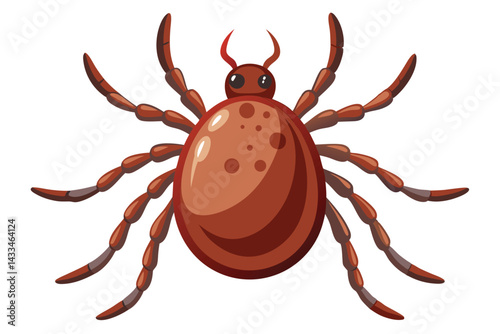 Illustration of tick animal on white.