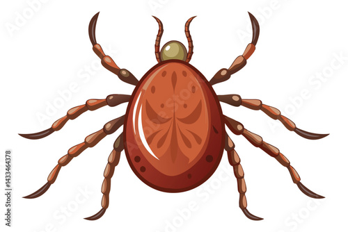 Illustration of tick animal on white.