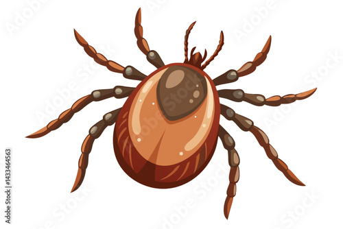 Illustration of tick animal on white.