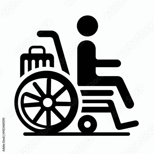  very simple flat and single minimalist Disability Cart Silhouettes in black on a white background 