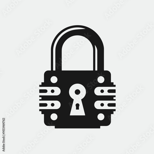  very simple flat and single minimalist Security Lock Silhouettes in black on a white background
