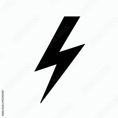  very simple flat and single minimalist Lightning Bolt Silhouettes in black on a white background 