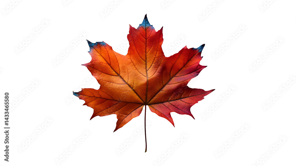 Red Maple Leaf on White Minimalist Autumn Design Element, Simple Nature Theme. Red Maple Leaf on White Minimalist Autumn Design Element, Simple Nature Theme.