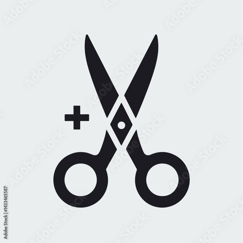  very simple flat and single minimalist Scissors Silhouettes in black on a white background