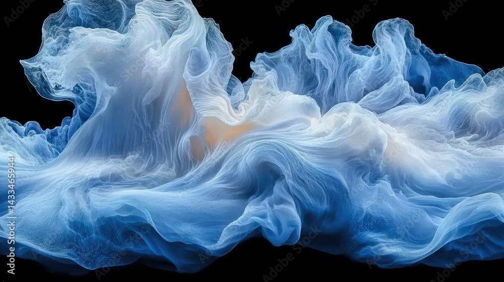 Fototapeta premium Abstract Blue Wave: Celestial Dance of Light and Shadow