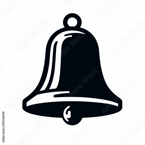  very simple flat and single minimalist School Bell Silhouettes in black on a white background 