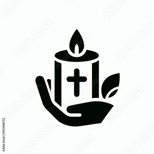  very simple flat and single minimalist Christian Candle Silhouettes in black on a white background