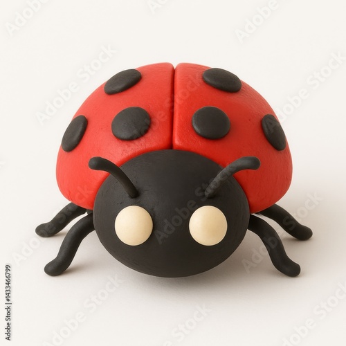 ladybug made of plasticine on a white background