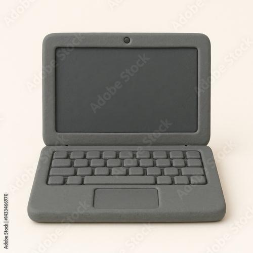 laptop made of plasticine on a white background
