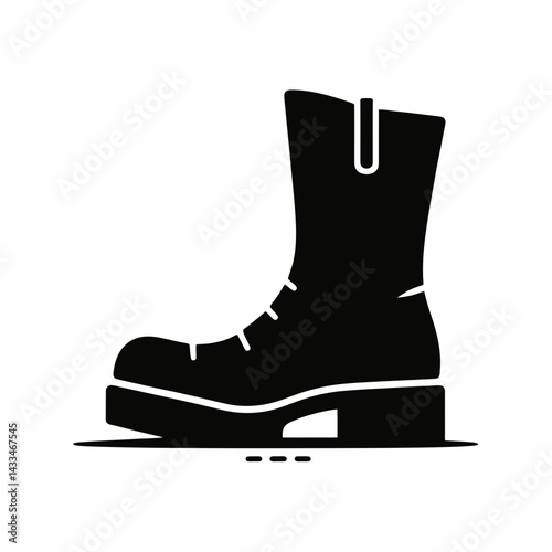  very simple flat and single minimalist Big Boots Silhouettes in black on a white background