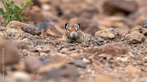 Small Ground Rodent Peeking from Rocky Terrain