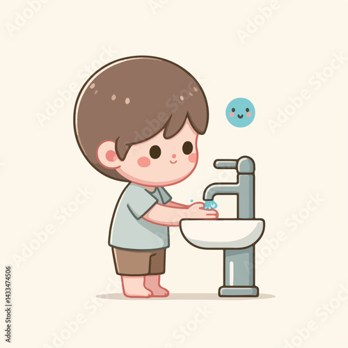 vector image of a child washing his hands