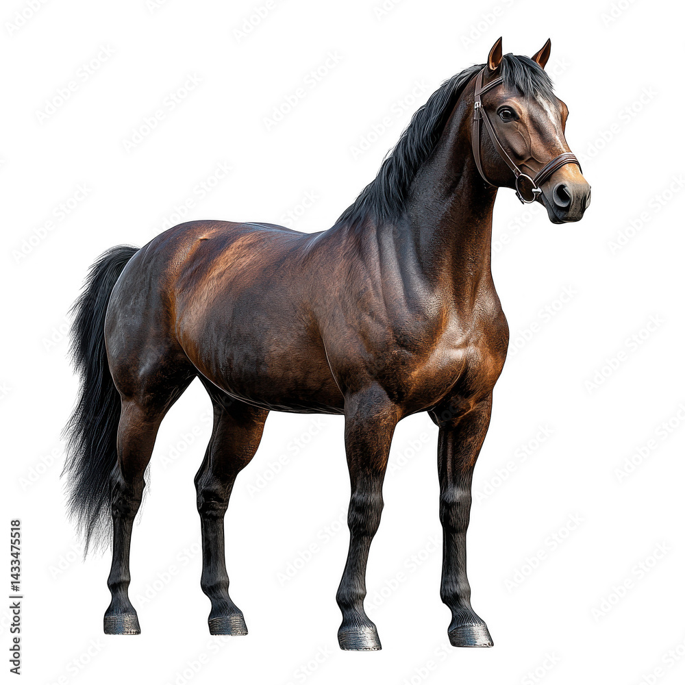 Obraz premium [Large Black and Brown Horse Breeds] Majestic Black Brown Horse Close-Up Portrait