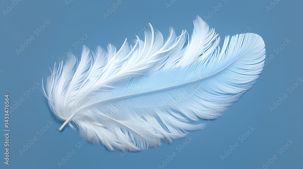 Obraz premium white feather on blue background