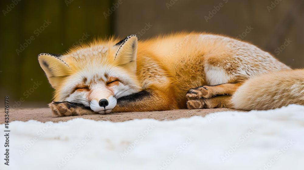 Obraz premium Sleeping Fox In Winter Landscape