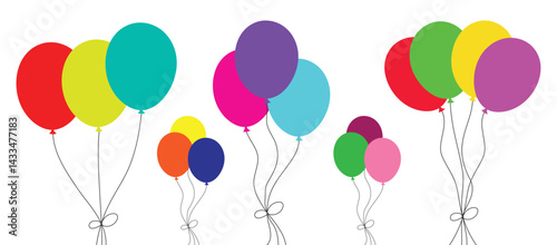 Set of colorful balloons. Birthday balloons vector design. balloon, decoration, arrangement, stylish, simple, pop, glitter, event, festival, partys, gift,colorful balloons