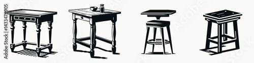 A High table. Stationary graphic design. Elevated plank for feasts upper surface design dining innovation furnishing trend.