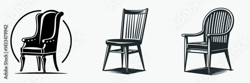 A High back chair. Stationary graphic design. Tall rest seat ergonomic lumbar support deluxe personal comfort device.
