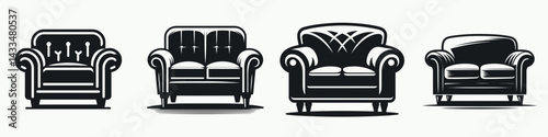 A Sofa chair. Stationary graphic design. Cozy couch lounger seat for relaxing home interior comfort zone furnish.