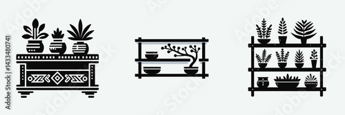 A Wall shelf. Stationary graphic design. Floating ledge for interior decoration dwelling space furnishing mounted rack.