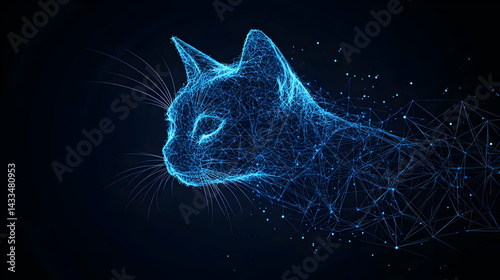 Abstract Digital Cat Portrait