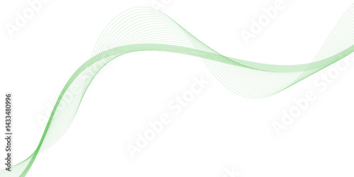 Abstract green lines on a white background. Modern technology wave design. Vector illustration .abstract background, wavy abstract green lines in wave shape, data flow concept, white background