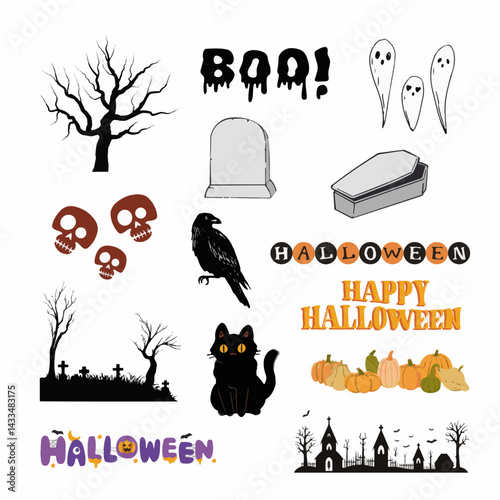 Second edition halloween themed stickers design more elements and enhancers to liven up your halloween day