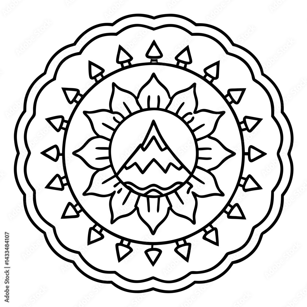Erupting volcano mandala design Erupting volcano mandala design