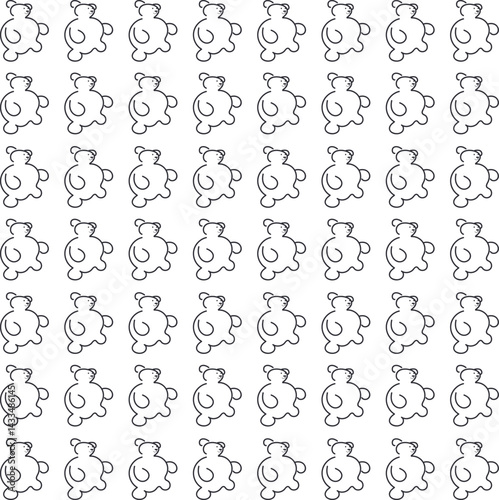 Chubby cartoon bears are repeated to form a toy background.