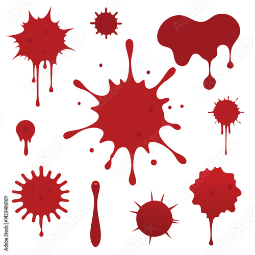 set of red paint splashes