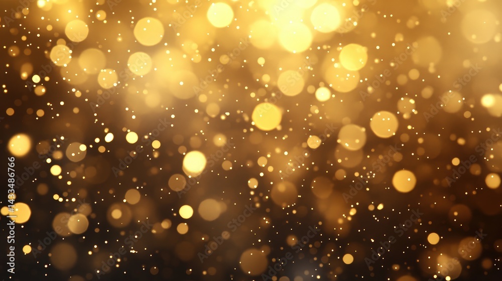 A golden bokeh rain effect with soft, shimmering light particles descending gracefully A golden bokeh rain effect with soft, shimmering light particles descending gracefully