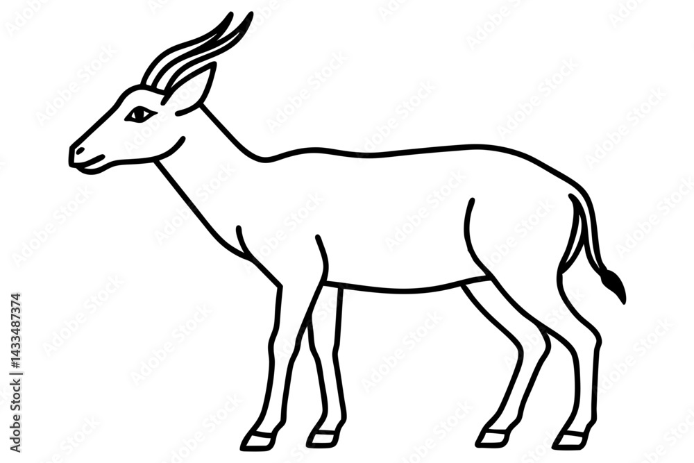 Fototapeta premium Saiga Antelope Outline Art