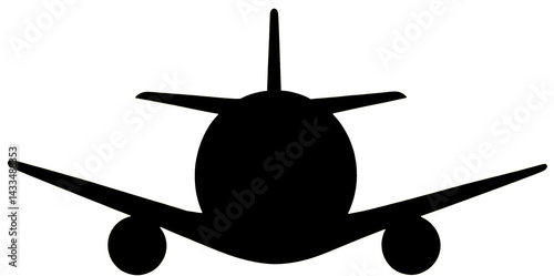 illustration black airplane silhouette symbol simplified rounded smooth, isolated