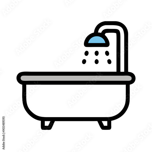 Bathtub with Shower Head Icon Design
