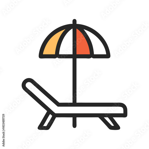 Beach Chair and Umbrella Icon Design

