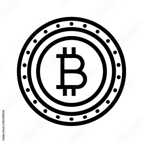 Bitcoin Coin with Border Icon Design