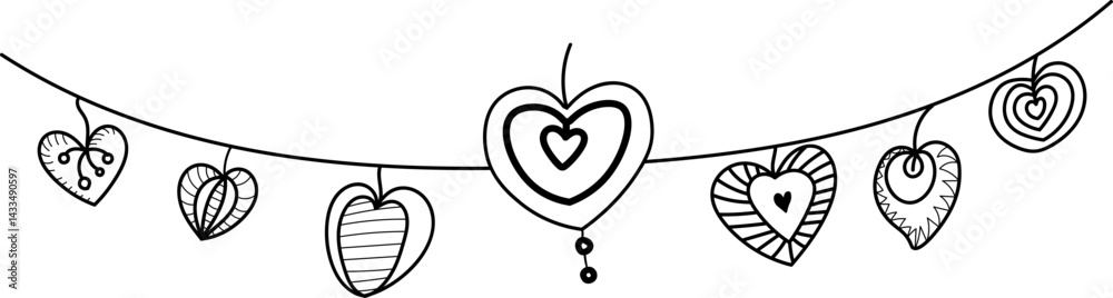 Fototapeta premium line divider separator heart hand drawing doodle scribble element