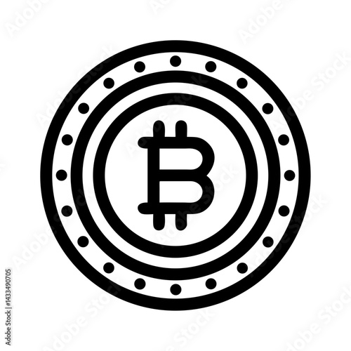 Bitcoin Coin with Border Icon Design
